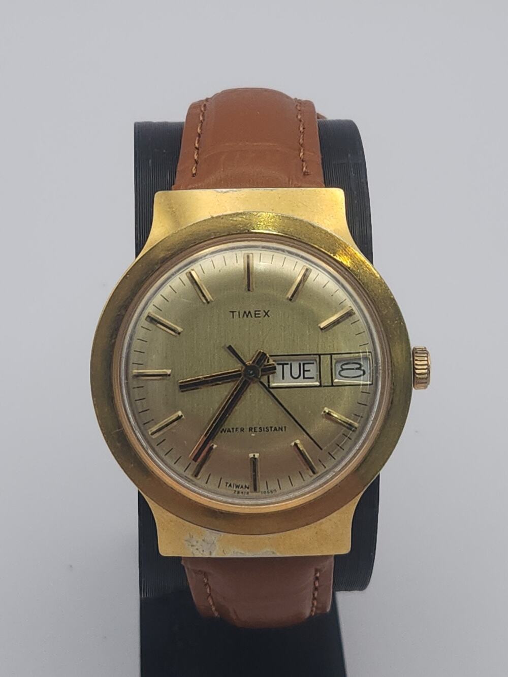 VTG Timex Marlin Watch Men Hand-Wind Mechanical Gold Tone Day Date, New Band